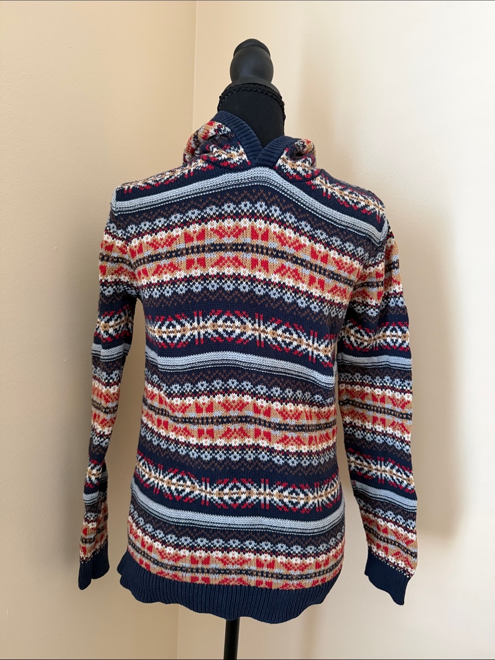 Kids Old Navy Navy Multi Fair Isle Hooded Sweater. Size XL(12).
